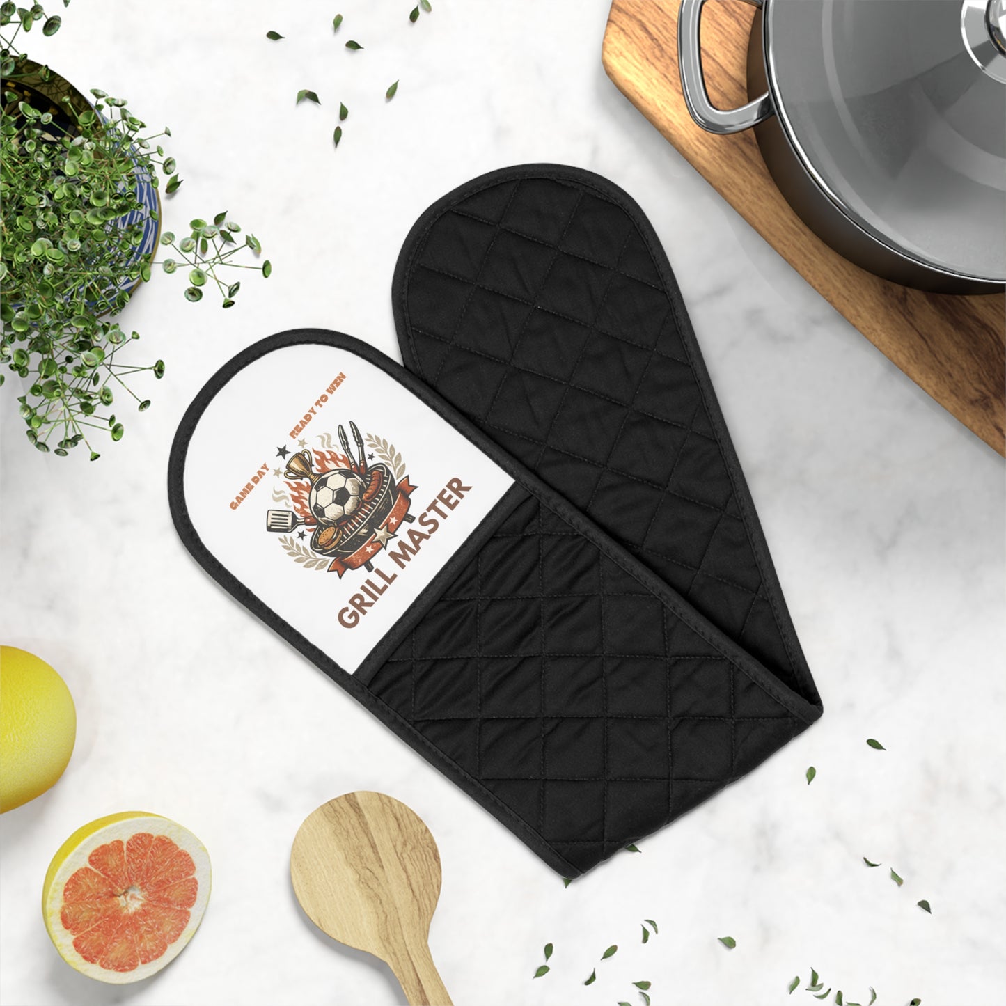 Grill Master Double Oven Mitt | Heat Resistant BBQ Kitchen Oven Glove | Quilted Cooking Pot Holder for Baking & Grilling🔥 Protect Your Hands While You Grill and Bake Cook with confidence using the...