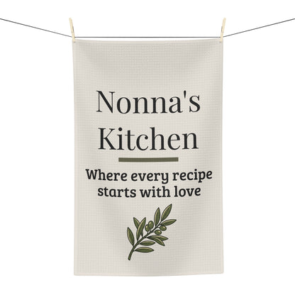 Nonna's Kitchen Tea Towel | Italian Farmhouse Cotton Dish Towel | Cozy Kitchen Decor Gift