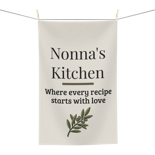 Nonna's Kitchen Tea Towel | Italian Farmhouse Cotton Dish Towel | Cozy Kitchen Decor Gift