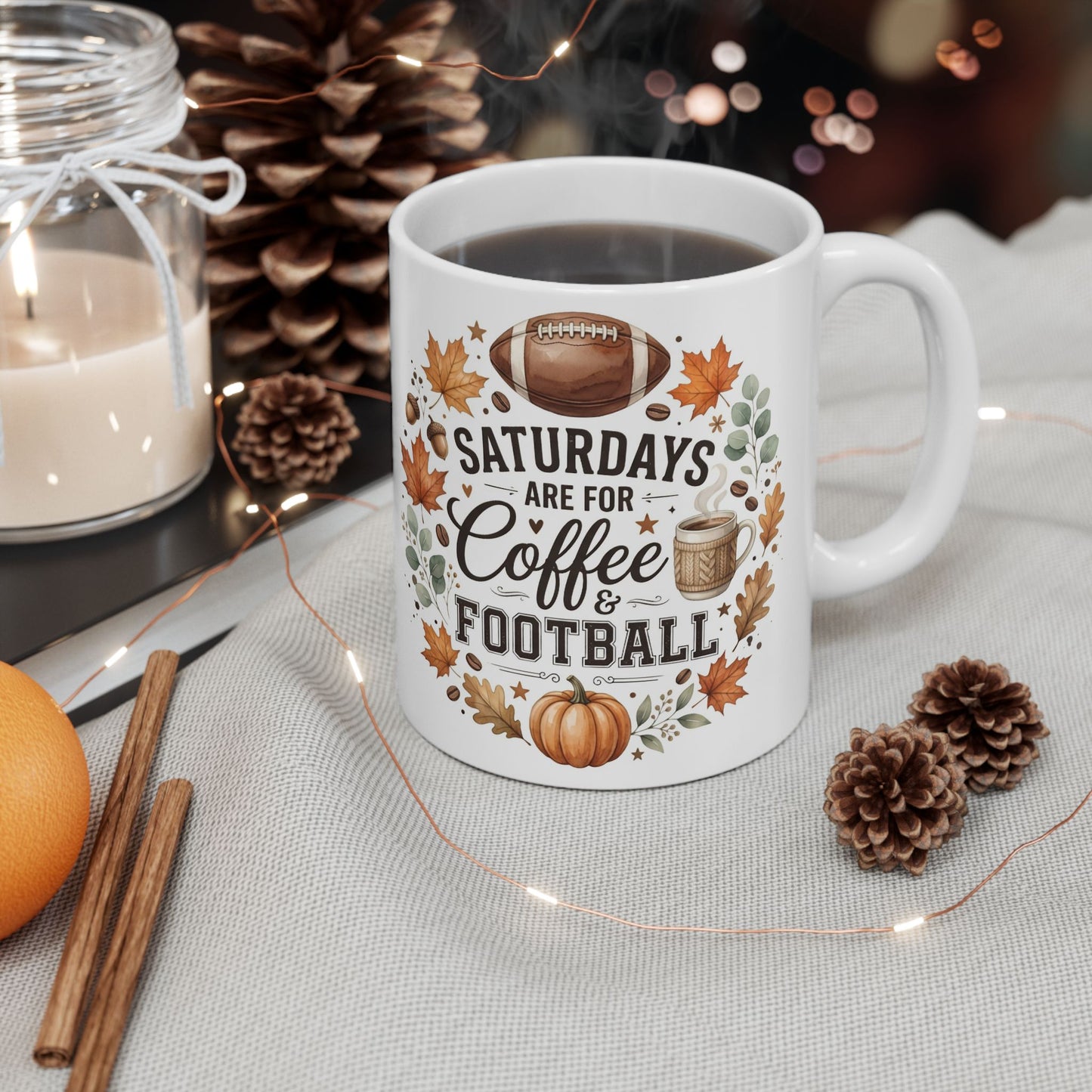 Fall Coffee Mug – Sweater Weather & Cozy Fall Ceramic Mug | Autumn Coffee Cup | Cute Pumpkin Season Gift | 11oz & 15oz